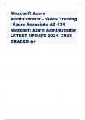 Microsoft Azure Administrator - Video Training / Azure Associate AZ-104 Microsoft Azure Administrator LATEST UPDATE 2024- 2025 GRADED A+                          Your company has serval departments. Each department has a number of virtual machines (VMs).T