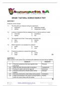 Grade 7 Natural Sciences (NS) March Paper and Memo - 2024