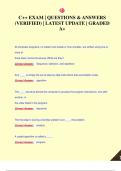 C&plus;&plus; EXAM &vert; QUESTIONS & ANSWERS  &lpar;VERIFIED&rpar; &vert; LATEST UPDATE &vert; GRADED  A&plus;