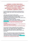 AMERICAN RED CROSS BLS CERTIFICATION FINAL EXAM 2024 | QUESTIONS AND CORRECT DETAILED ANSWERS- BASIC LIFE SUPPORT CERTIFICATION