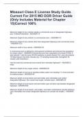 Missouri Class E License Study Guide&period; Current For 2015 MO DOR Driver Guide &lpar;Only Includes Material for Chapter 15&rpar;Correct 100&percnt;