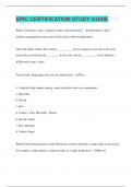 EPIC CERTIFICATION STUDY GUIDE&vert; Questions with 100&percnt; Correct Answers &vert; Latest Update 2024 &vert; Verified