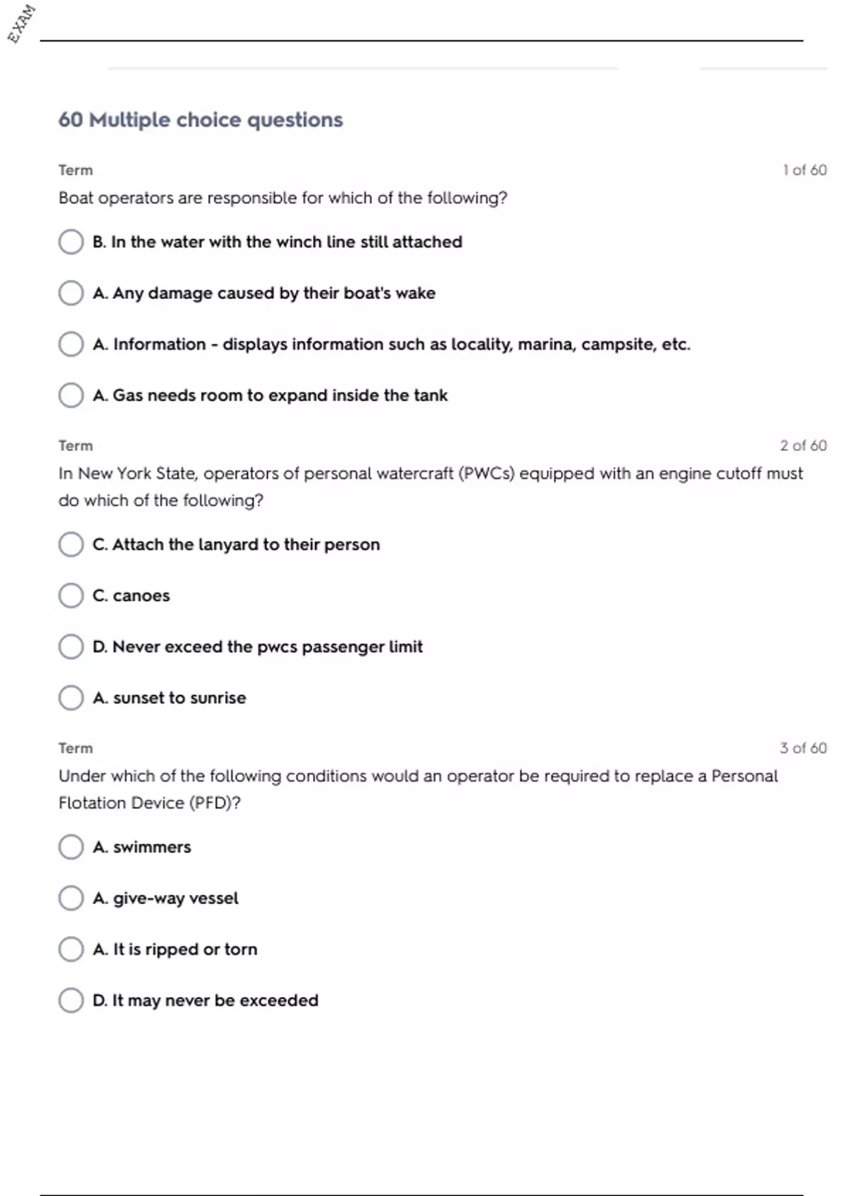 NY BOATERS EXAM QUESTIONS AND ANSWERS WITH VERIFIED ANSWERS NJ