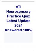 ATI Neurosensory Practice Quiz Latest Update 2024 Answered 100%