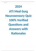 2024 ATI Med-Surg Neurosensory Quiz 100% Verified Questions and Answers with Rationales
