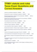 TFM01 statute and rules Texas Exam Questions and Correct Answers