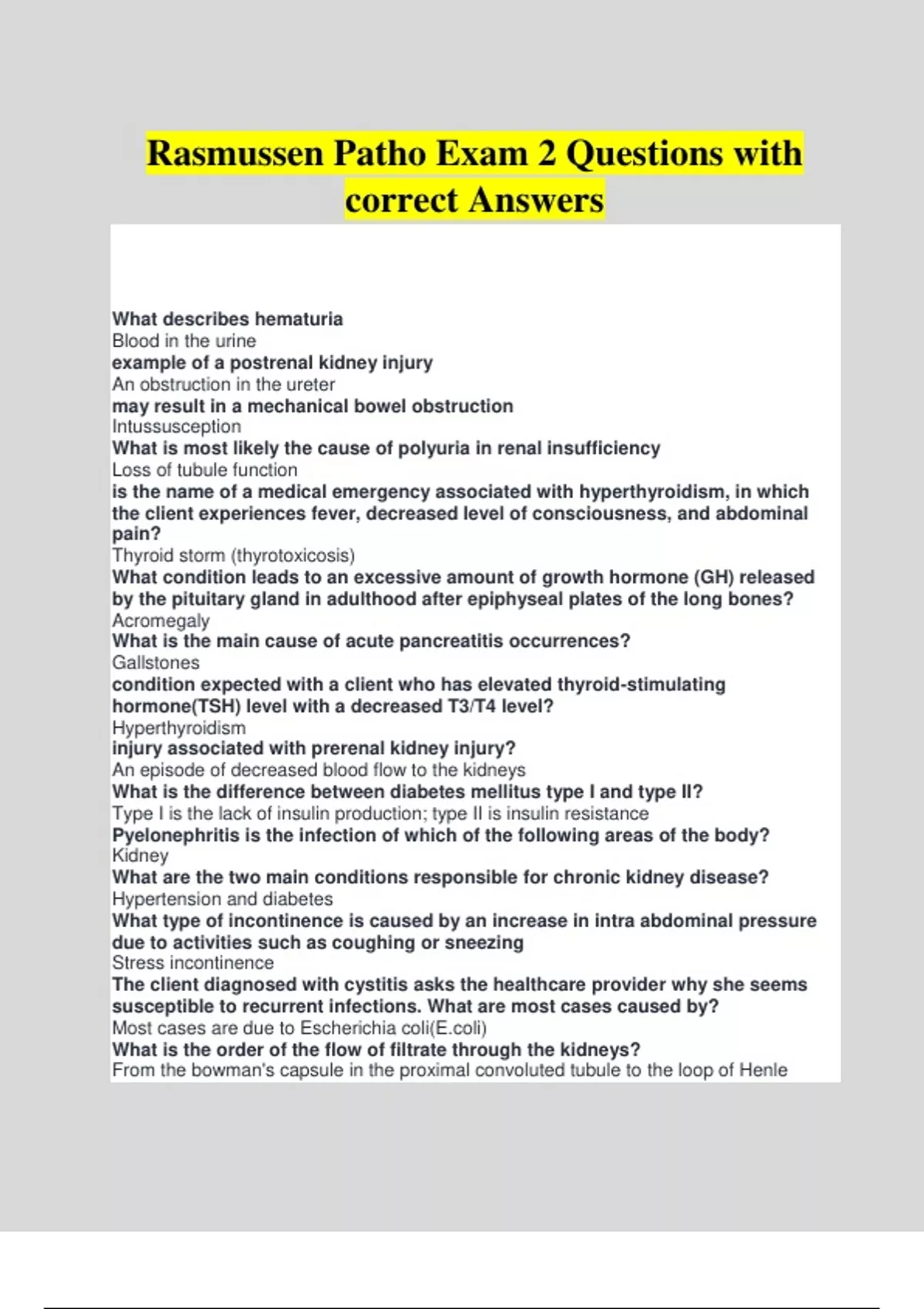 Rasmussen Patho Exam 2 Questions with correct Answers - Rasmussen Patho ...