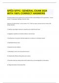  SP&Emacr;D SFPC&colon; GENERAL EXAM 2024 WITH 100&percnt; CORRECT ANSWERS