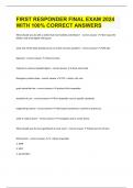 FIRST RESPONDER FINAL EXAM 2024 WITH 100&percnt; CORRECT ANSWERS