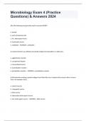 Microbiology Exam 4 (Practice Questions) & Answers 2024