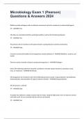 Microbiology Exam 1 (Pearson) Questions & Answers 2024