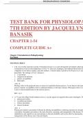 TEST BANK FOR PHYSIOLOPATHOGY 7TH EDITION BY JACQUELYN L. BANASIK CHAPTER 1-54 COMPLETE GUIDE A+