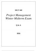 MGT 440 PROJECT MANAGEMENT WINTER MIDTERM EXAM Q & A 2024 &lpar;GRAND CANYON