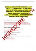 BIOD 171 ESSENTIAL MICROBIOLOGY FINAL EXAM PRACTICE QUESTIONS AND ANSWERS 2024-2025 BIOD 171 ESSENTIAL MICROBIOLOGY FINAL EXAM (PORTAGE LEARNING) ALREADY GRADED A BY EXPERTS NEW GENERATION TOPSCORE!!