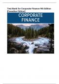 Test Bank for Corporate Finance 9th Edition  [Canadian Edition