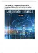 Test Bank for Corporate Finance, Fifth  Canadian Edition, 5th edition By Jonathan  Ber