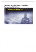 Test bank for Criminology A Canadian  Perspective&comma; 9th Editio
