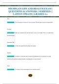 MICHIGAN LIFE AND HEALTH EXAM &vert;  QUESTIONS & ANSWERS &lpar;VERIFIED&rpar; &vert;  LATEST UPDATE &vert; GRADED A&plus;