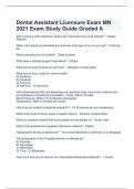 Dental Assistant Licensure Exam MN 2021 Exam Study Guide Graded A