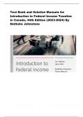 Test Bank and Solution Manuals for  Introduction to Federal Income Taxation  in Canada, 44th Edition (2023-2024) By  Nathalie Johnston
