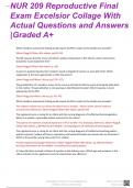 NUR 209 REPRODUCTIVE FINAL EXAM EXCELSIOR COLLEGE WITH ACTUAL CORRECT QUESTIONS AND RATIONALES |LATEST 2024 GRADED A+
