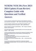 NUR256/ NUR 256 (New 2023/ 2024 Update) Exam Review| Complete Guide with Questions and Verified Answers
