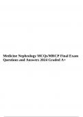 Medicine Nephrology MCQs/MRCP Final Exam Questions and Answers 2024 Graded A+