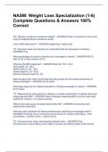 NASM&colon; Weight Loss Specialization &lpar;1-6&rpar; Complete Questions & Answers 100&percnt; Correct 