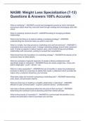 NASM&colon; Weight Loss Specialization &lpar;7-12&rpar; Questions & Answers 100&percnt; Accurate