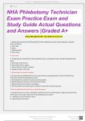 NHA PHLEBOTOMY TECHNICIAN EXAMS, PRACTICE EXAMS AND STUDY GUIDE EXAMS WITH ACTUAL  QUESTIONS AND  ANSWERS |2024 GRADED A+ 