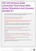 CIS 105( ARIZONA STATE UNIVERSITY ) FINAL EXAMS WITH ACTUAL QUESTIONS AND ANSWERS |2024 GRADED A+