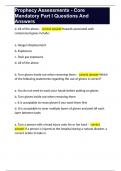Prophecy Assessments - Core Mandatory Part I Questions And Answers 