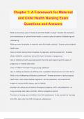 Chapter 1: A Framework for Maternal and Child Health Nursing Exam Questions and Answers