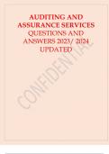 AUDITING AND ASSURANCE SERVICES QUESTIONS AND ANSWERS LATEST UPDATE 2024 