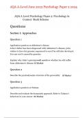 AQA A Level Psychology Paper 2: Psychology in Context Mark Scheme