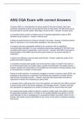 ASQ CQA Exam with correct Answers / Graded A