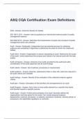 ASQ CQA Certification Exam Definitions with correct Answers