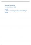 Edexcel Level 3 GCE Tuesday 13 June 2023 Arabic PAPER 3: Listening, reading and writing in Arabic