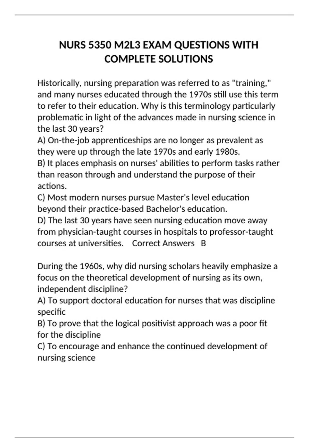 NURS 5350 M2L3 EXAM QUESTIONS WITH COMPLETE SOLUTIONS - NURS 5350 ...