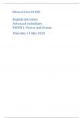 Edexcel Level 3 GCE  English Literature Advanced Subsidiary PAPER 1: Poetry and Drama Thursday 18 May 2023