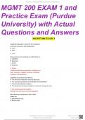 MGMT 200 EXAM 1 AND PRACTICE (PURDUE UNIVERSITY ) WITH ACTUAL QUESTIONS AND  RATIONALES | 2024 (NEWEST) GRADED A+