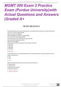 MGMT 200 EXAM 2 AND PRACTICE  (PURDUE UNIVERSITY) WITH ACTUAL QUESTIONS AND  ANSWERS | 2024 (NEWEST) GRADED A+