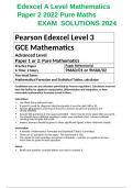 Edexcel A Level Mathematics Paper 2 2022 Pure Maths EXAM SOLUTIONS 2024