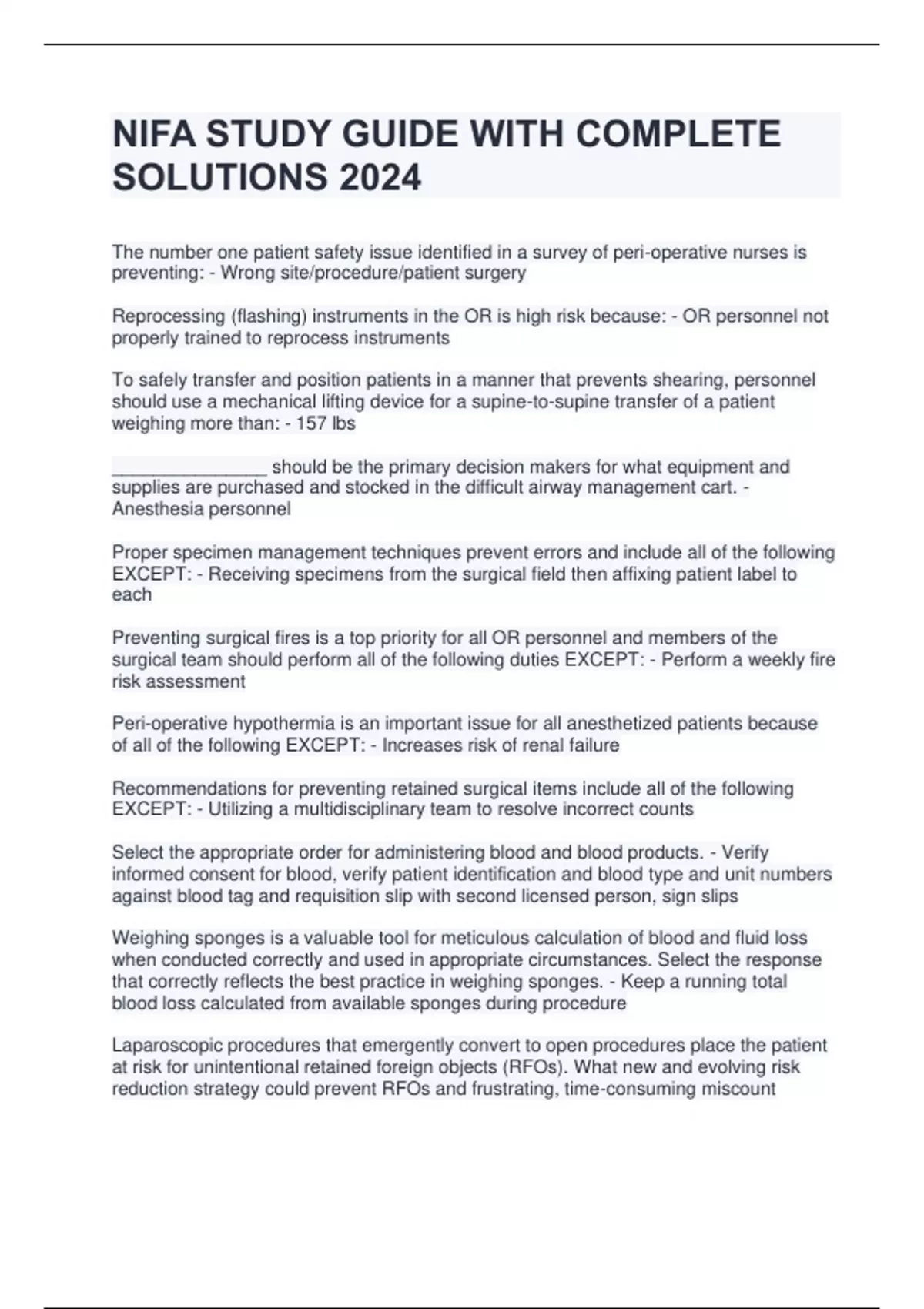 NIFA STUDY GUIDE WITH COMPLETE SOLUTIONS 2024 - NIFA . - Stuvia US
