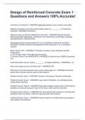 Design of Reinforced Concrete Exam 1 Questions and Answers 100&percnt; Accurate&excl;