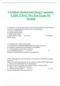 Certified Alcohol and Drug Counselor CADC/CDAC Pre-Test Exam NC Version