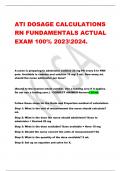 ATI DOSAGE CALCULATIONS  RN FUNDAMENTALS ACTUAL  EXAM 100&percnt; 20232024&period;