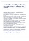 American Red Cross Lifeguarding Test (CPRFirst Aid) Exam Questions and Answers.