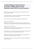Certified Medical Administrative Assistant (CMAA) Study Guide Questions with 100% correct answers
