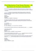 Fluid Mechanics Final Exam Review &ndash; All Questions & Answers &lpar;Graded A&plus;&rpar;